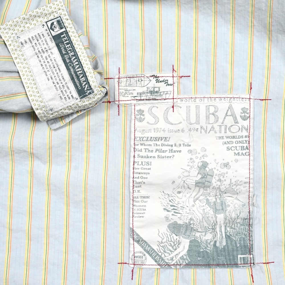 Trovata Men's Large Striped L/S Button Down‎ Shirt Embroidered Unique Flip Cuff